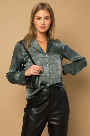 L/S Button Down Satin Blouse