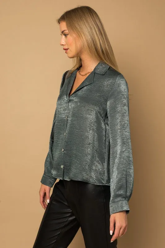 L/S Button Down Satin Blouse