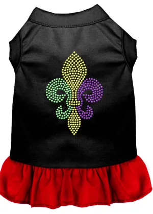 Mardi Gras Fleur De Lis Rhinestone Dress Black With Red Lg