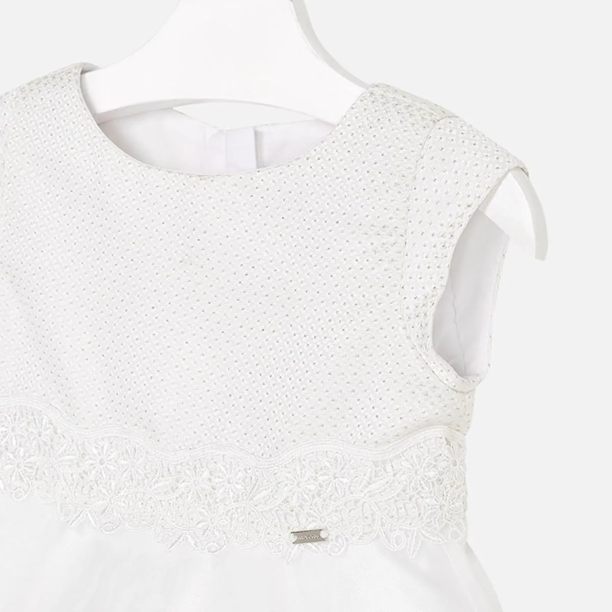 Mayoral Girls White Jaquard Special Occasion Dress : Size 2 to 9