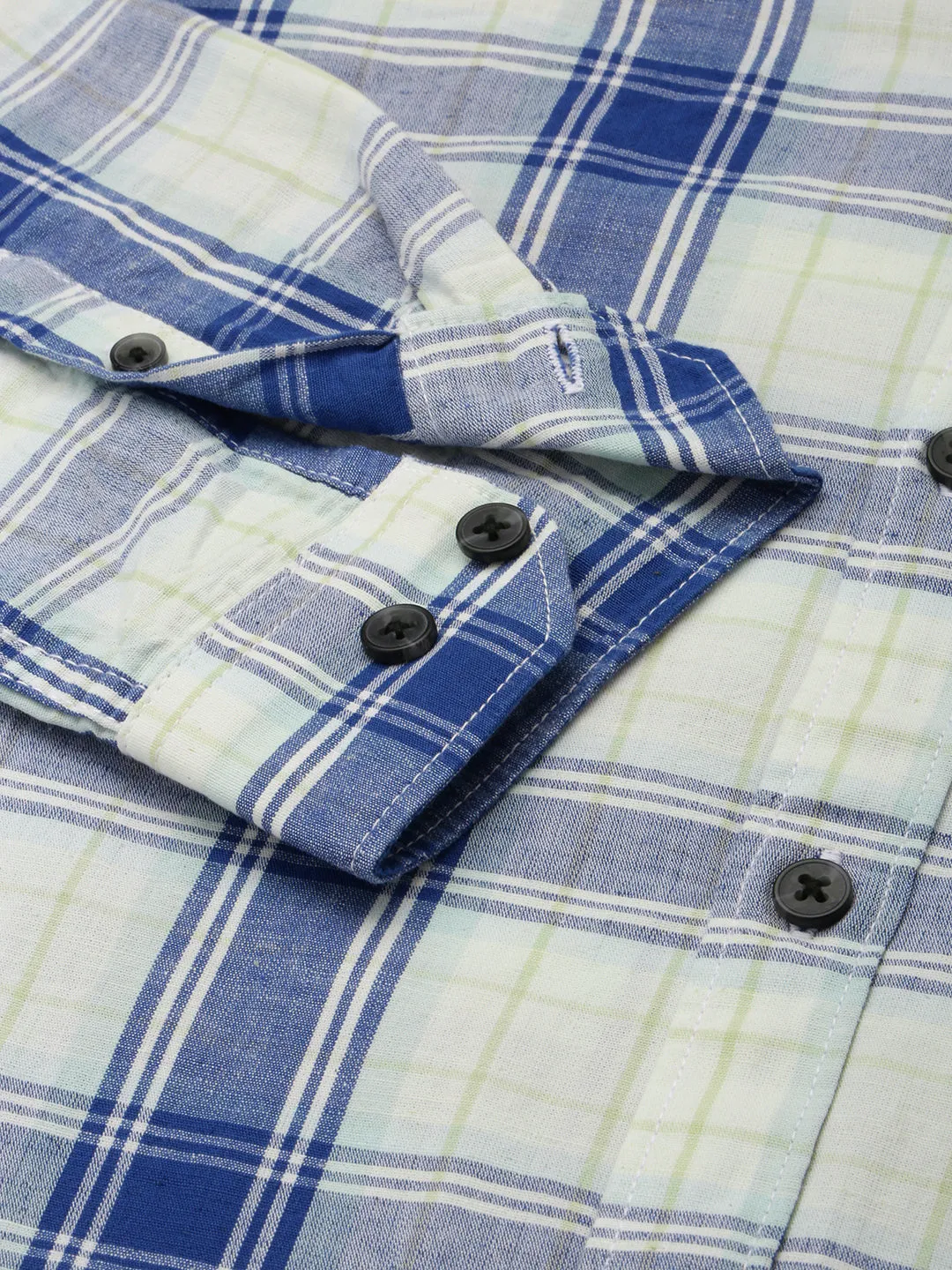 Men Off White Classic Tartan Check Cotton Shirt