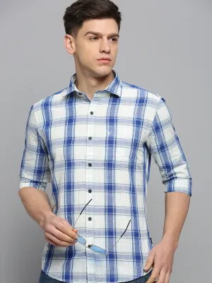 Men Off White Classic Tartan Check Cotton Shirt