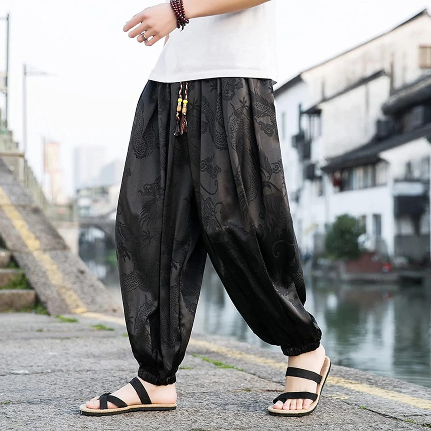 Mens Sweatpants with Pockets Big and Tall Pants Hip Hop Streetwear Cargo Pant Casual Sport Track Sweatpants Reflective