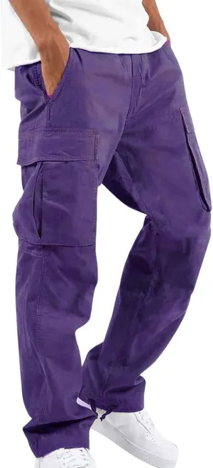 Mens Sweatpants with Pockets Big and Tall Trousers Heavyweight Fleece Cargo Sweatpants for Men Elastic Waist Drawstring