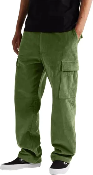 Mens Workout Cargo Sweatpants Elastic Waist Drawstring Athletic Trousers Casual Baggy Jogger Pants with Pockets Mens