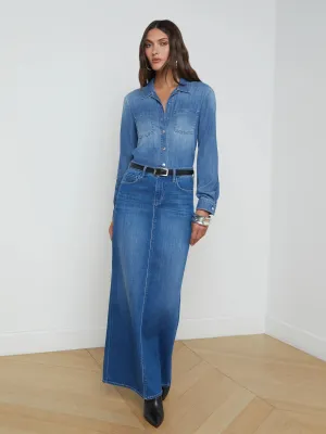 MIRIAM DENIM MAXI SKIRT - APOLLO