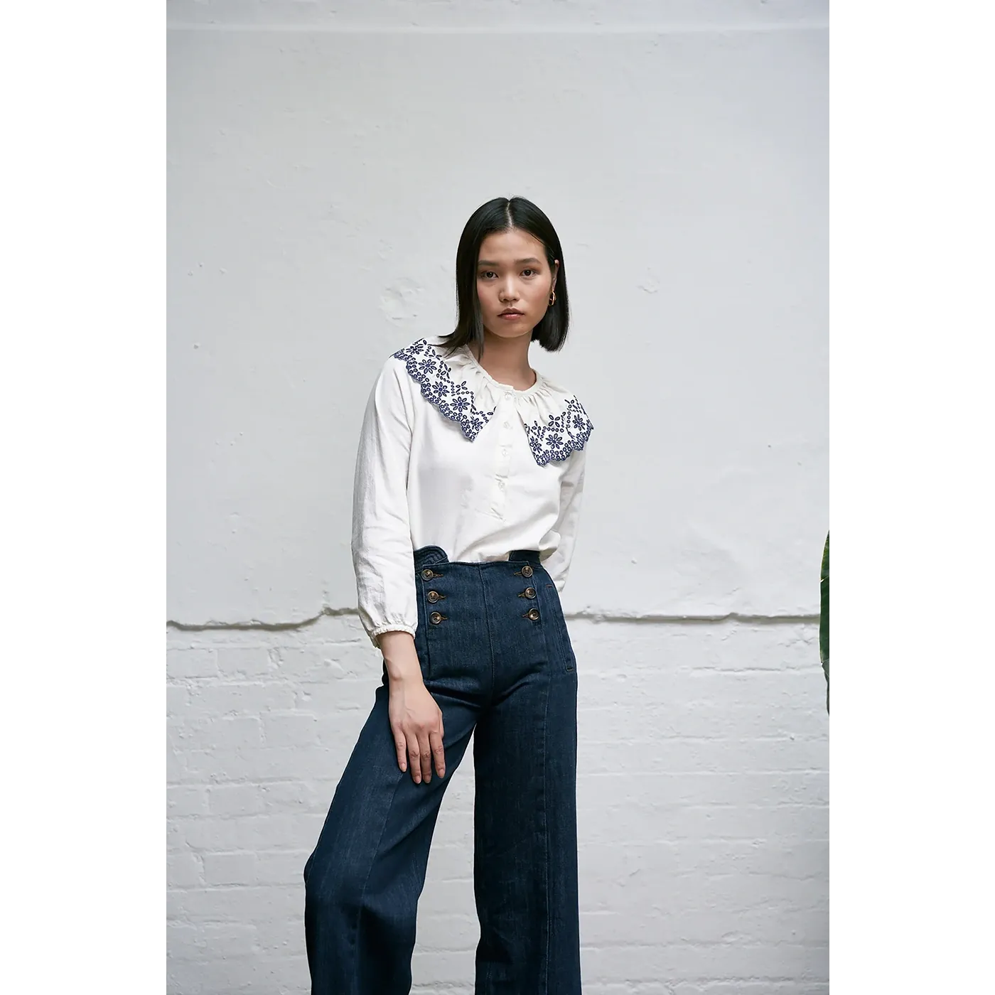 Off-White Floral Detailing Blouse