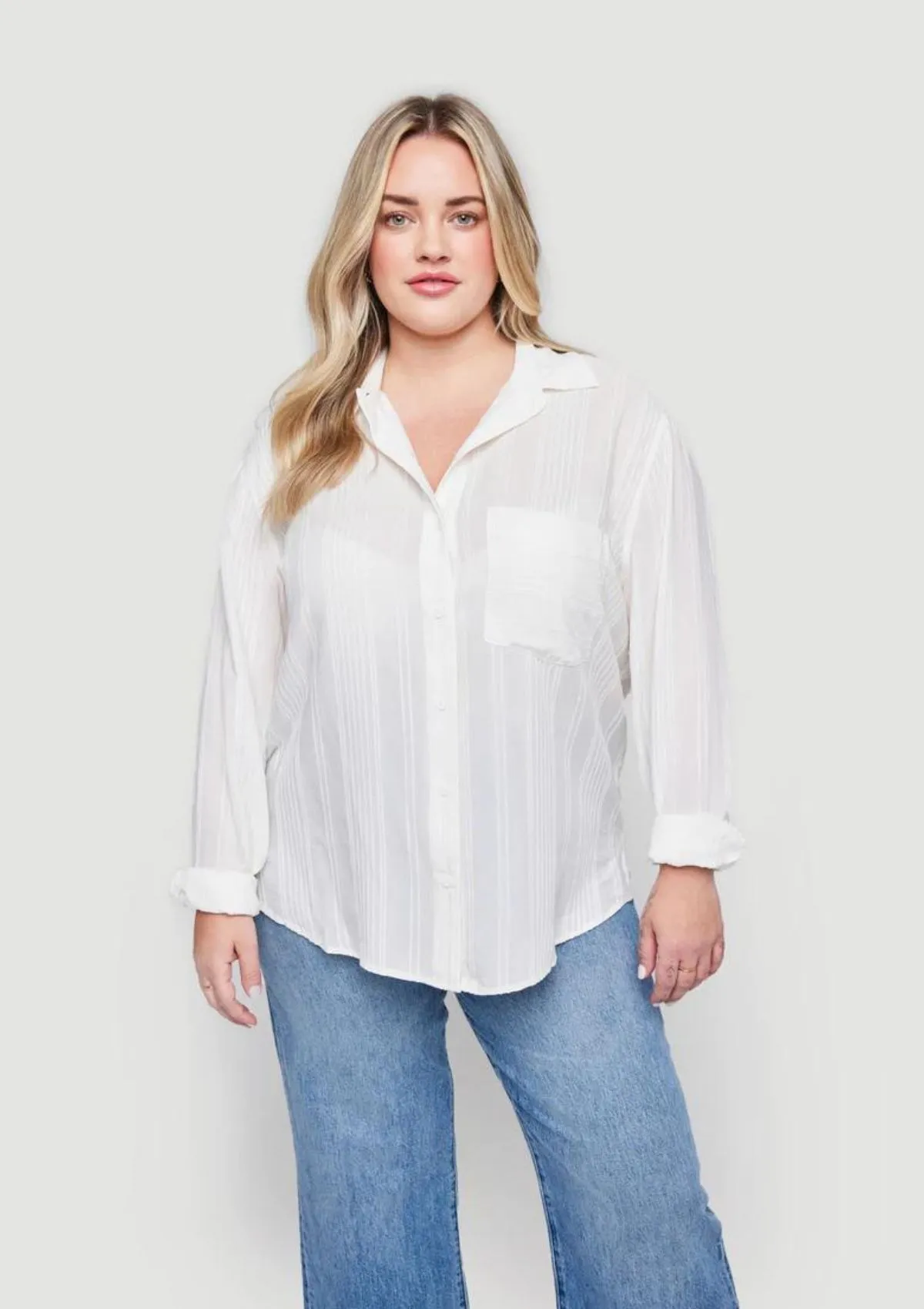 Paige Long Sleeve White Button-Down