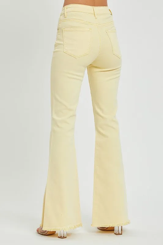 Pale Yellow Denim Flare