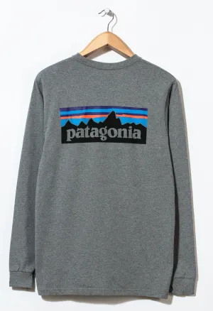 Patagonia P6 Logo Men's Long Sleeve Responsibili-Tee - Gravel Heather