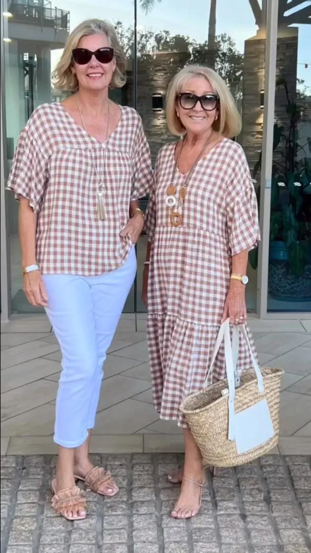 Plus Size New V-neck classic plaid dress