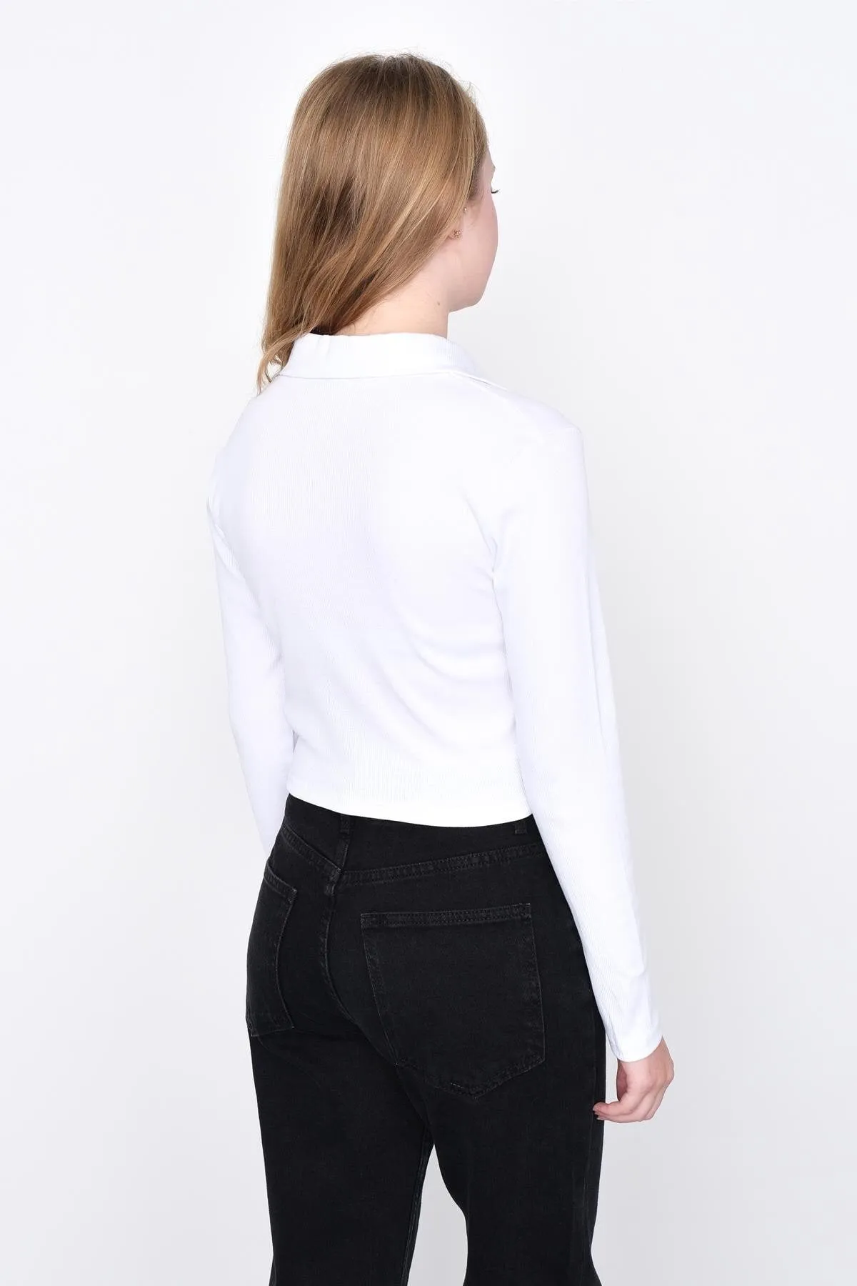 Polo Neck Blouse With Long Sleeve