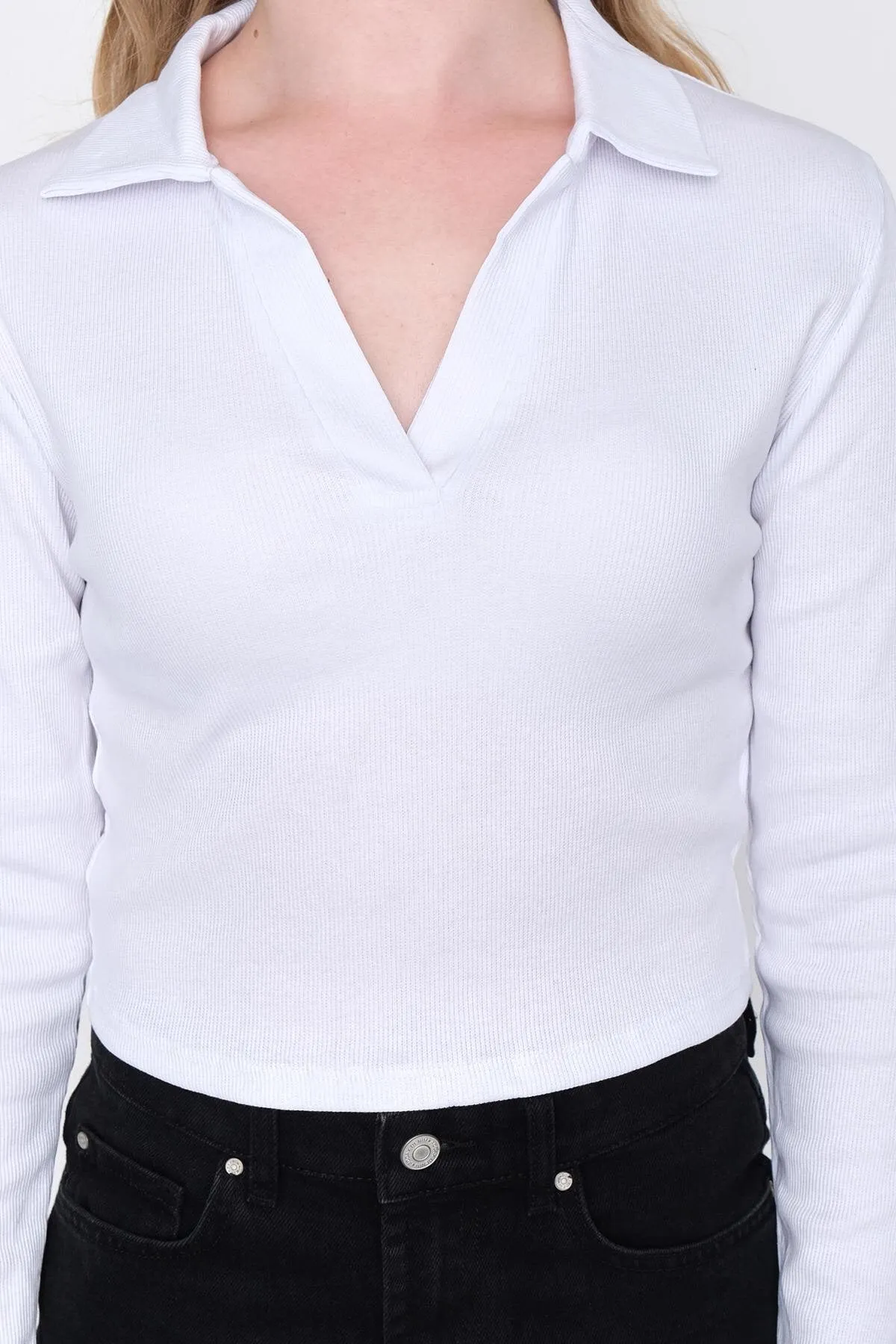 Polo Neck Blouse With Long Sleeve