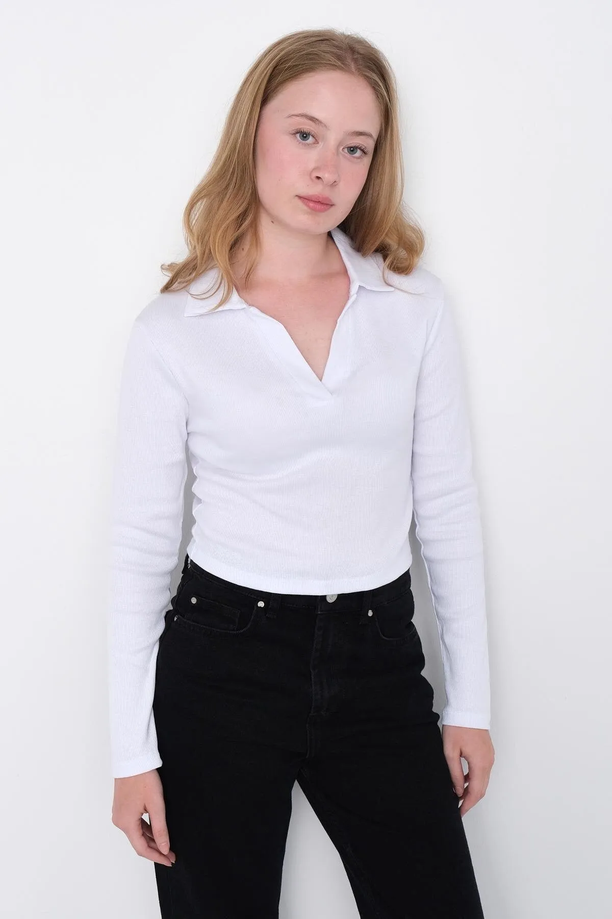 Polo Neck Blouse With Long Sleeve