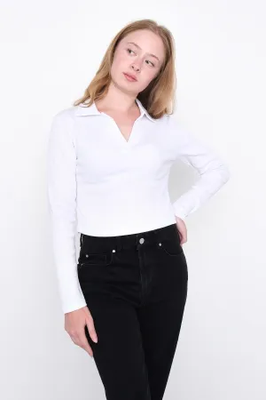 Polo Neck Blouse With Long Sleeve