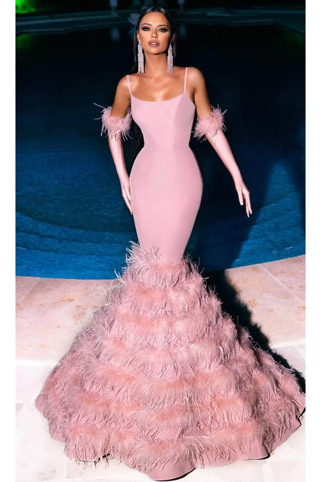 Portia and Scarlett PS23032 -long- Prom Gown with Feathered Flare