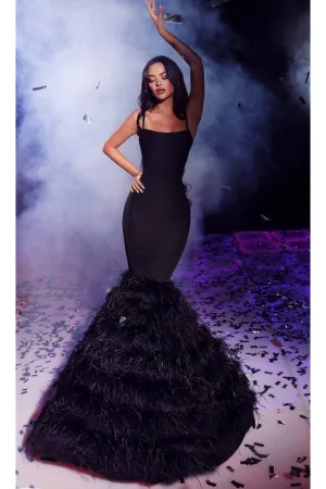 Portia and Scarlett PS23032 -long- Prom Gown with Feathered Flare