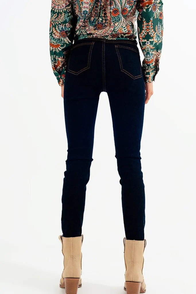Q2 - Original Super Skinny Fit Jeans in Dark Blue Wash