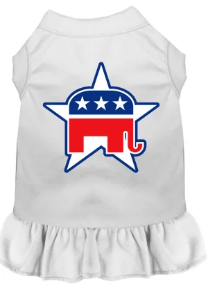 Republican Screen Print Dress White Lg