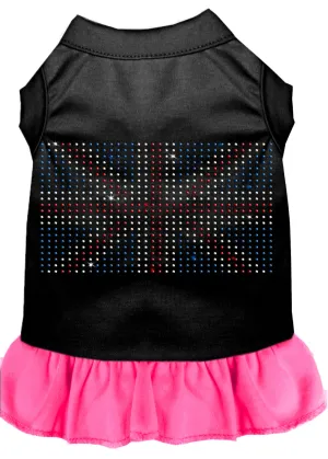 Rhinestone British Flag Dress Black With Bright Pink Xxl