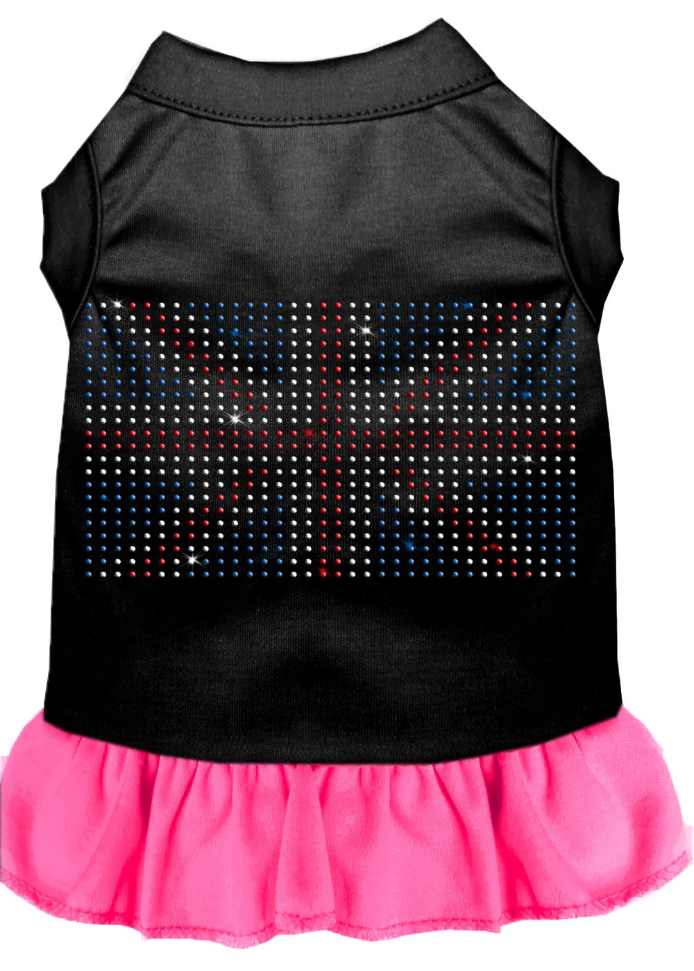 Rhinestone British Flag Dress Black With Bright Pink Xxl