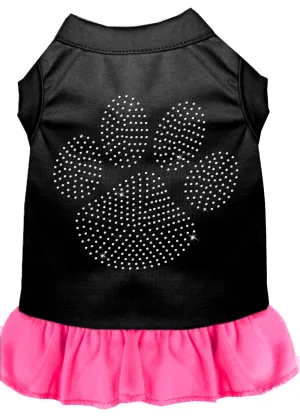 Rhinestone Clear Paw Dress Black With Bright Pink Xl