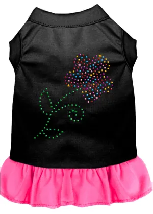 Rhinestone Multi Flower Dress Black With Bright Pink Lg