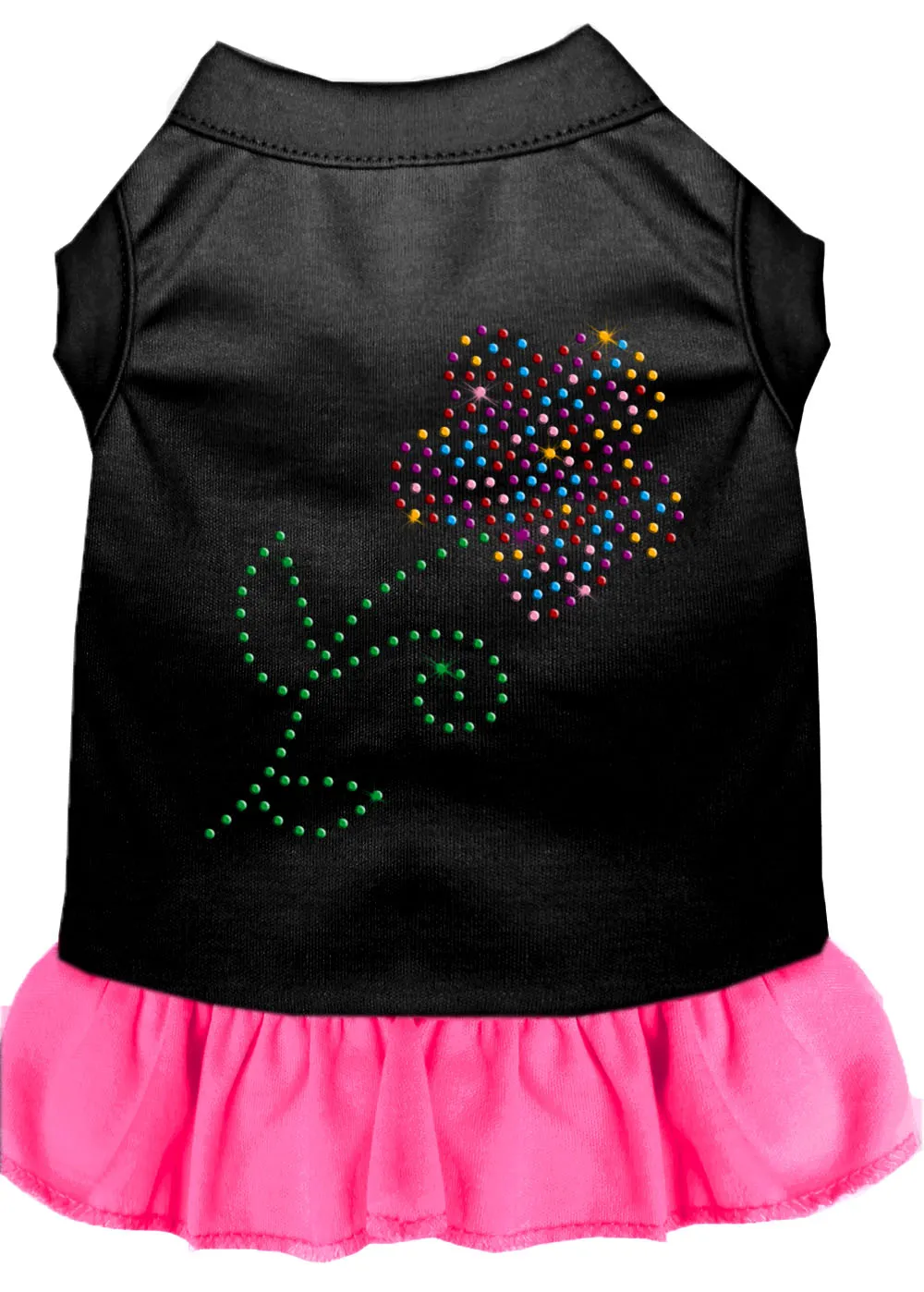 Rhinestone Multi Flower Dress Black With Bright Pink Xs