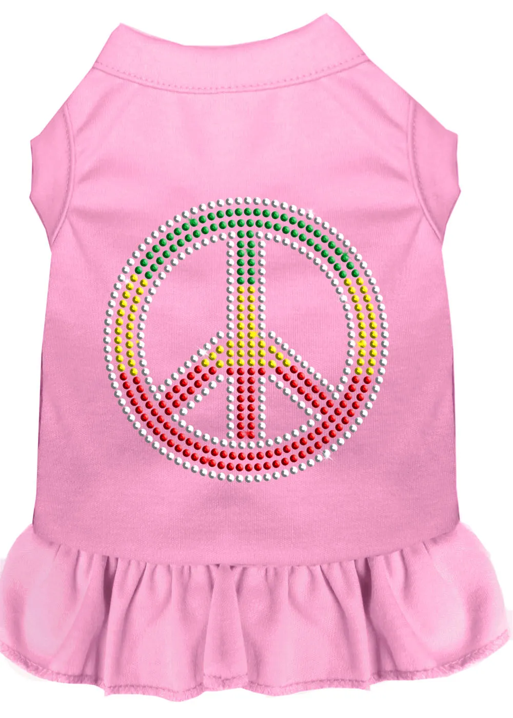 Rhinestone Rasta Peace Dress Light Pink Lg