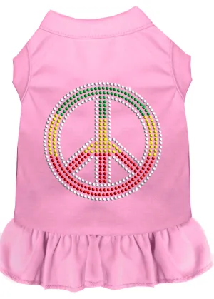 Rhinestone Rasta Peace Dress Light Pink Lg