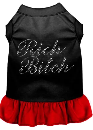 Rhinestone Rich Bitch Dress Black With Red Xl