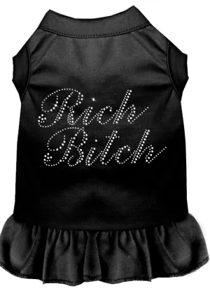 Rhinestone Rich Bitch Dress Black Xl