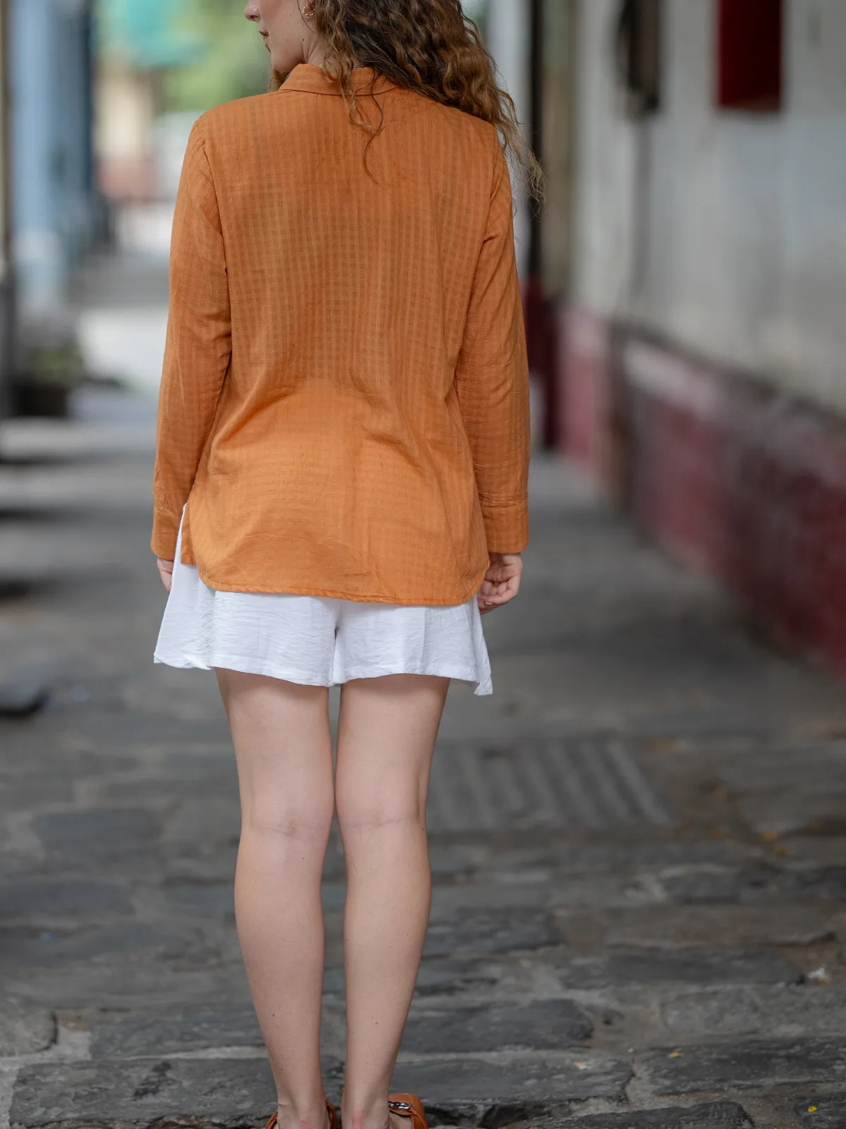 Rust Wrap Handwoven Shirt