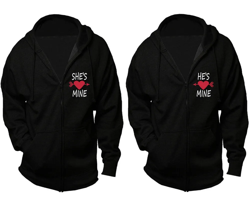 She's Mine & He's Mine Couple Matching Zipper Hoodies – Unisex, Sold Separately in All Sizes, Stylish and Comfortable