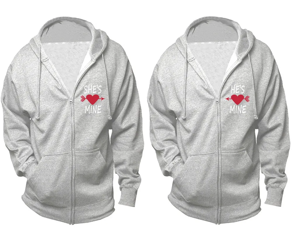 She's Mine & He's Mine Couple Matching Zipper Hoodies – Unisex, Sold Separately in All Sizes, Stylish and Comfortable