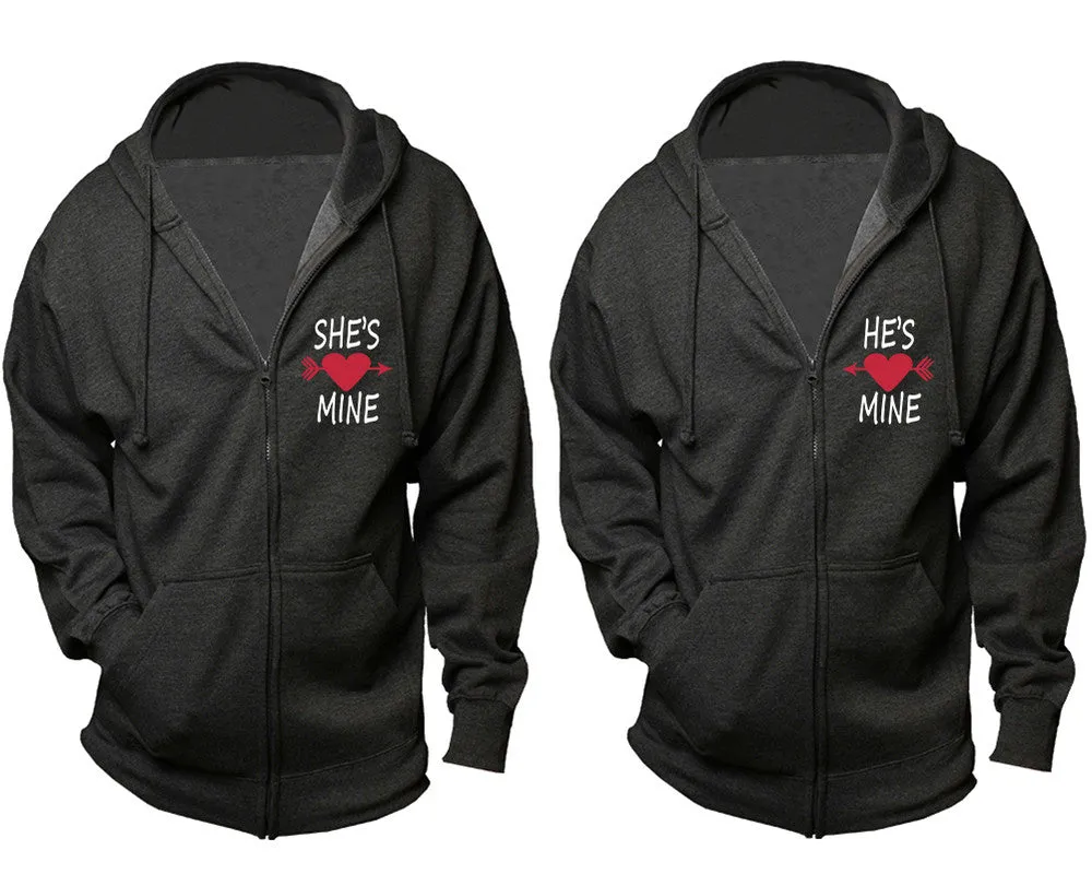 She's Mine & He's Mine Couple Matching Zipper Hoodies – Unisex, Sold Separately in All Sizes, Stylish and Comfortable