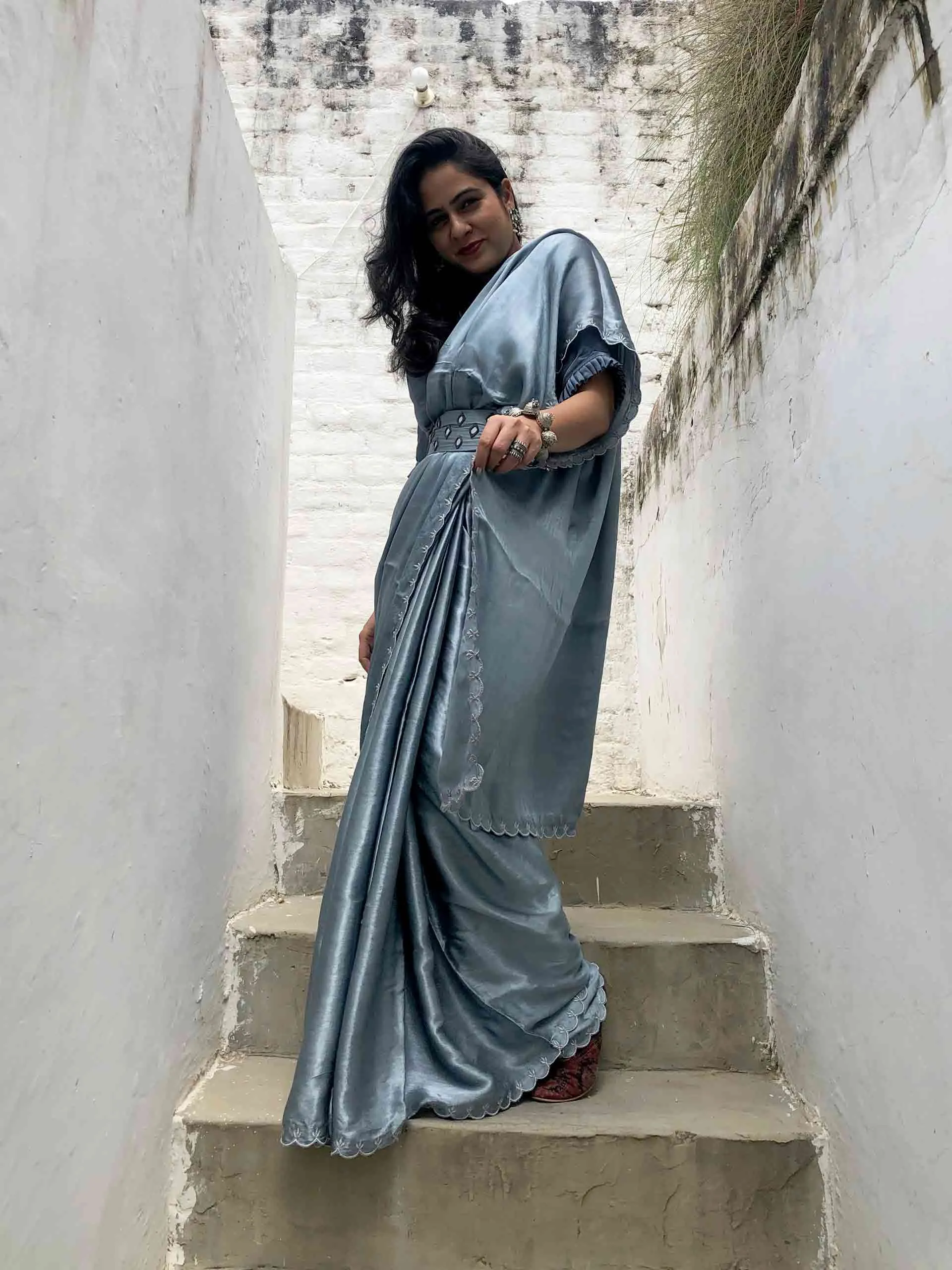 silver city- Mashru Silk saree