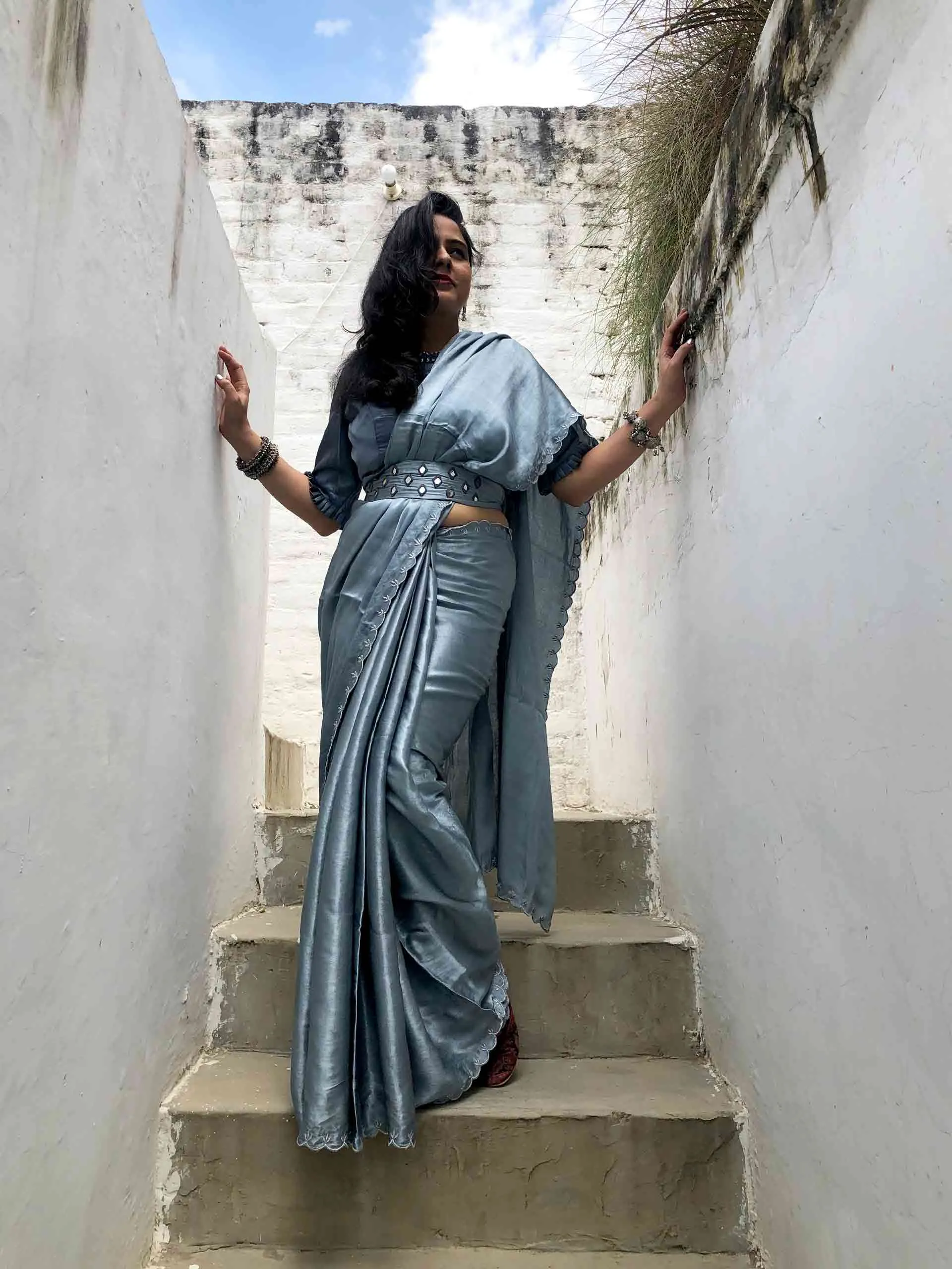 silver city- Mashru Silk saree