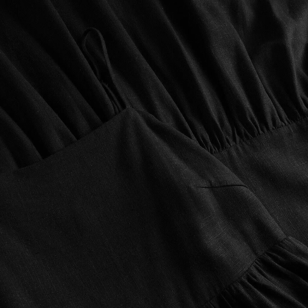 Tara linen strap dress / 100026 - Black (Nero)