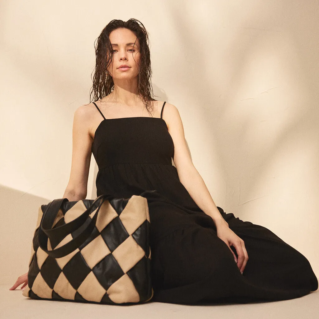 Tara linen strap dress / 100026 - Black (Nero)