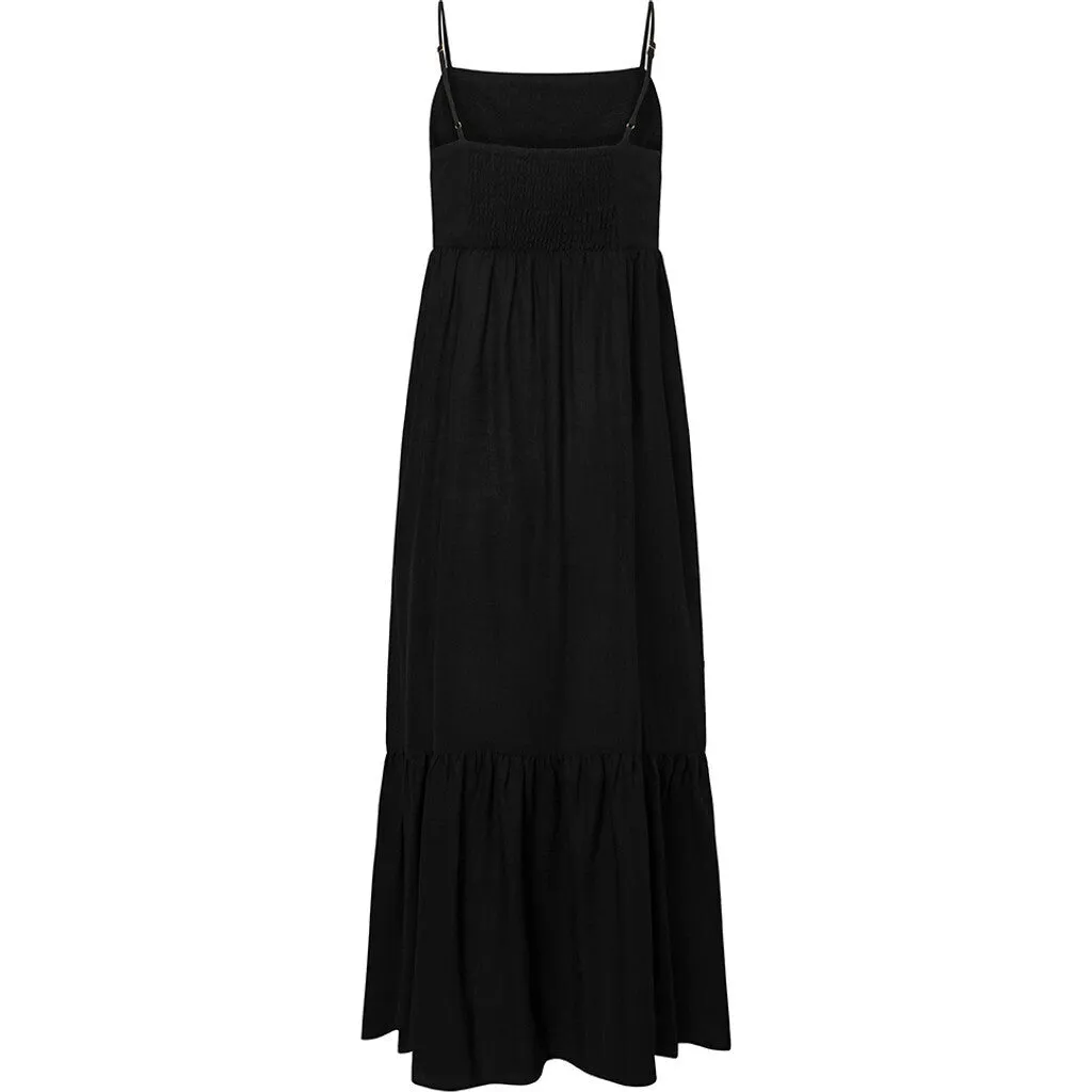 Tara linen strap dress / 100026 - Black (Nero)