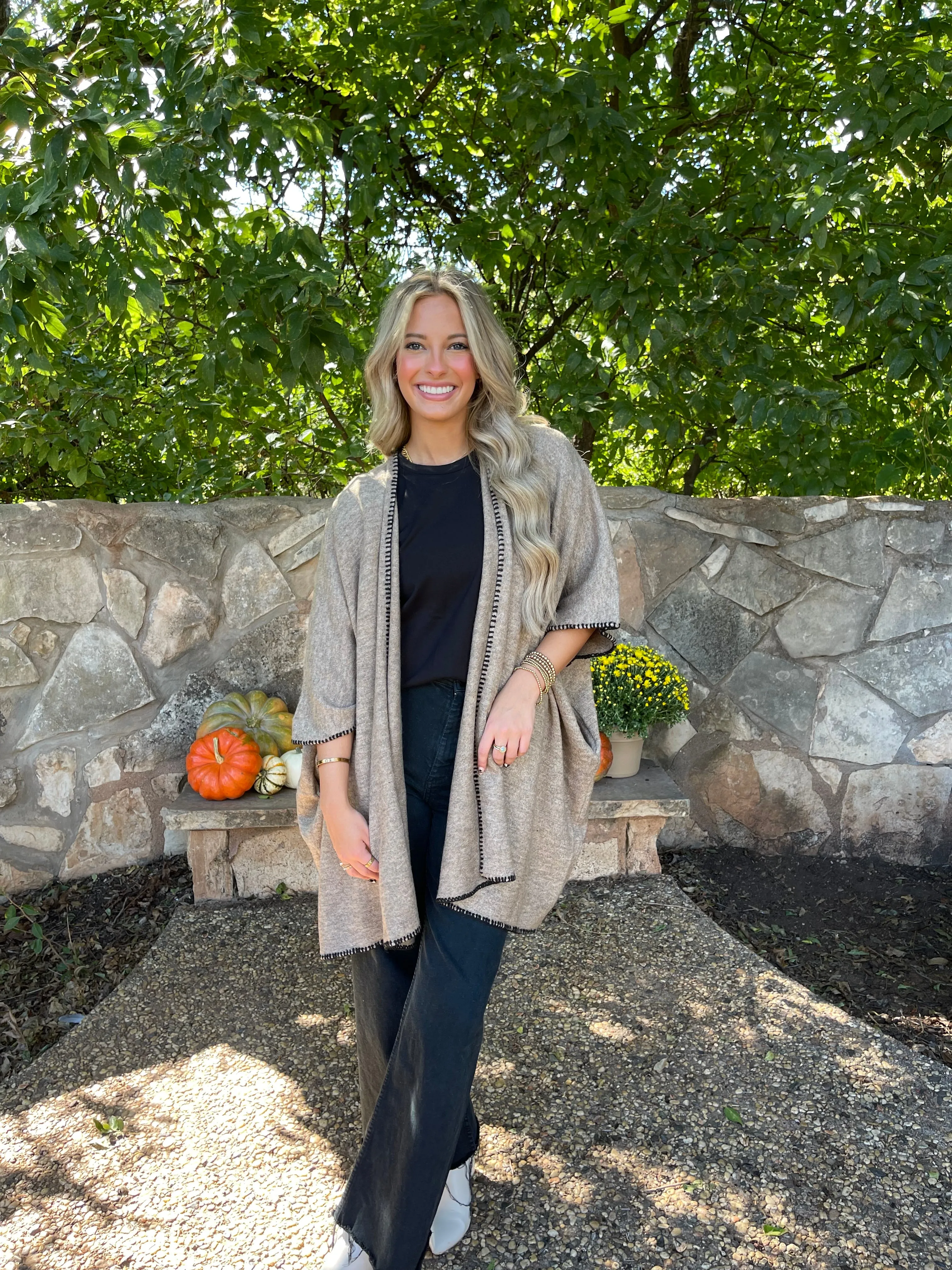 Whipstitch Poncho Cardigan