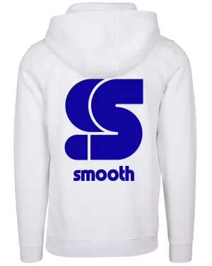 White Kids Hoodie / S Logo Blue Front Back Girls