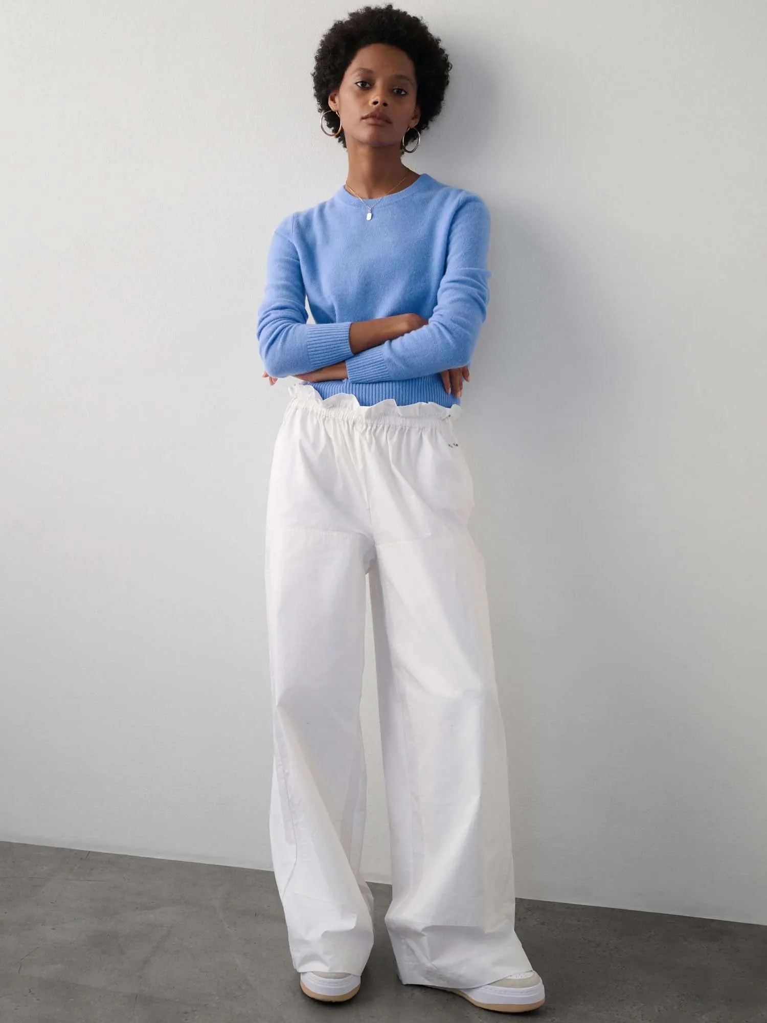 White   Warren Shrunken Classic Cashmere Crewneck