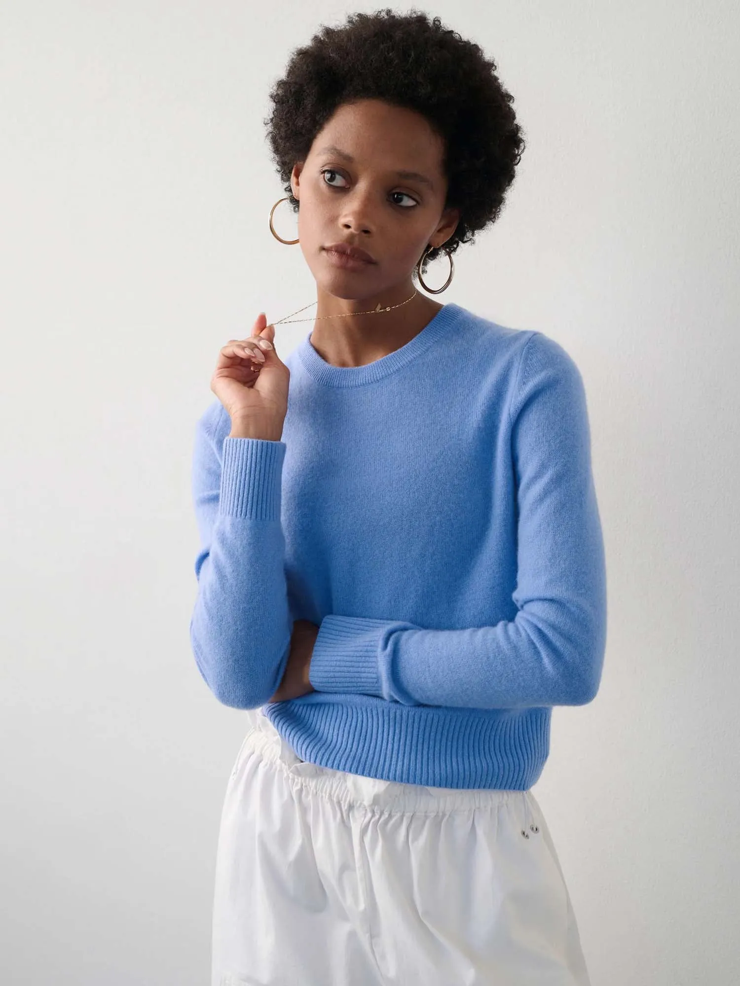 White   Warren Shrunken Classic Cashmere Crewneck