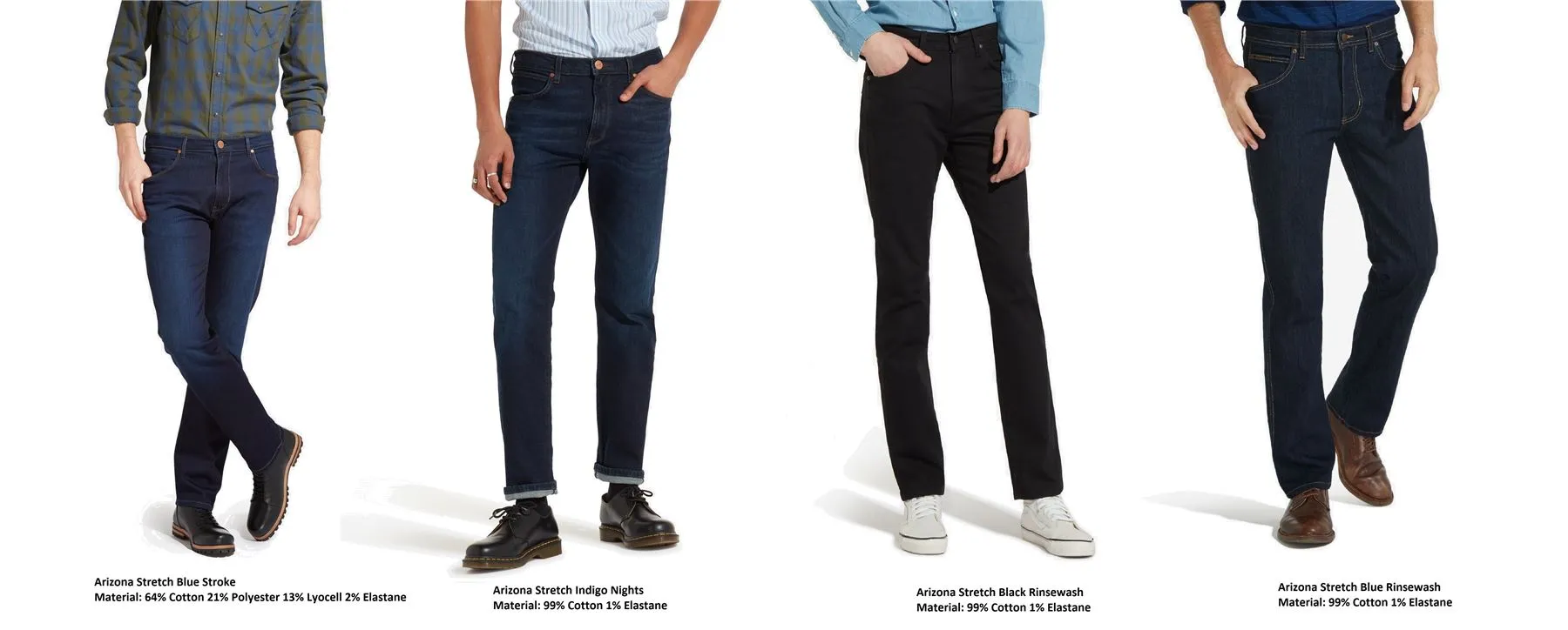 Wrangler Men's Arizona Stretch Straight Leg Trousers/Jeans Waist 34 - 48, Multiple Styles