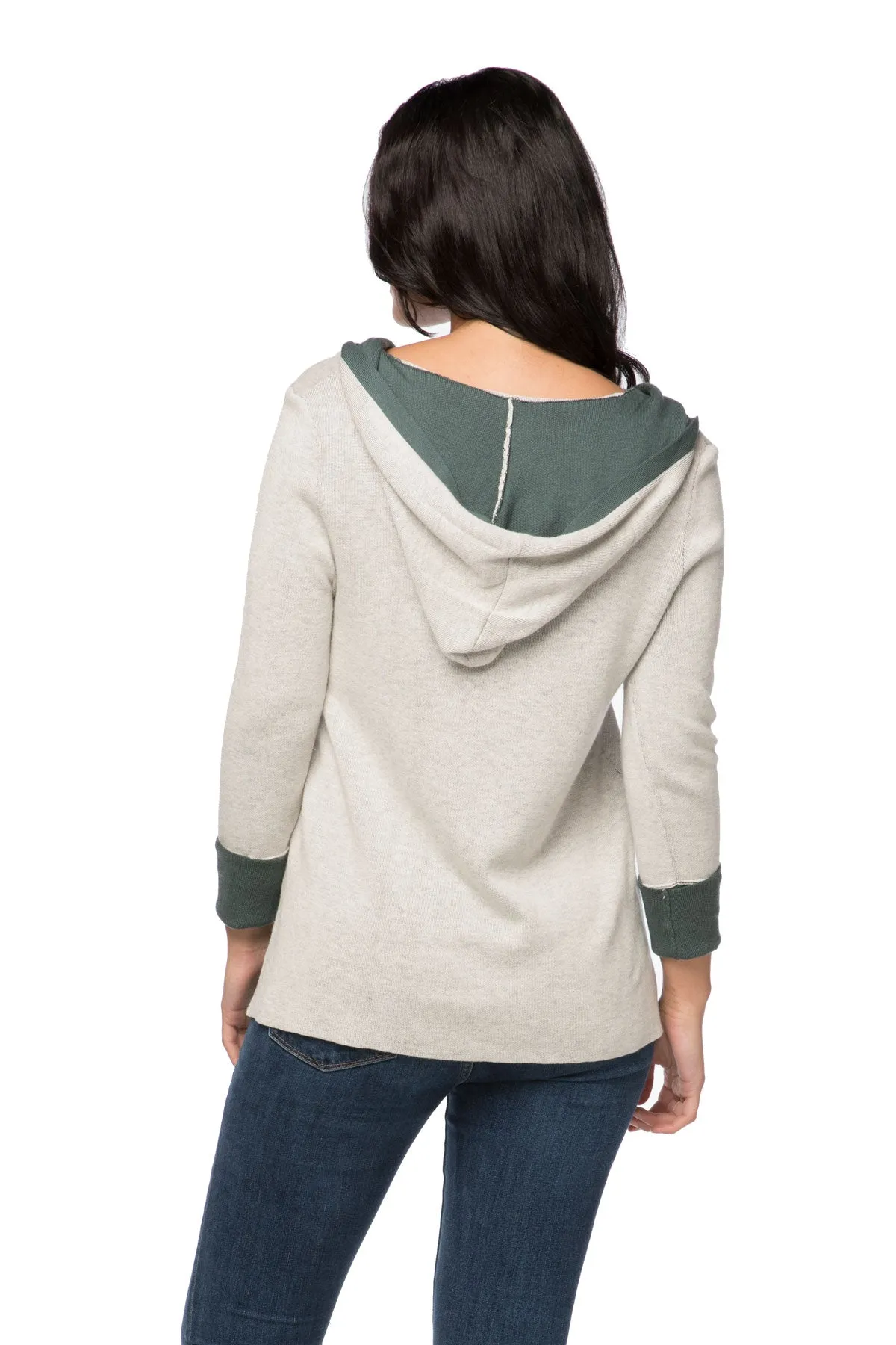 Zen Elaine Contrast Cuffed Hoodie Sweater